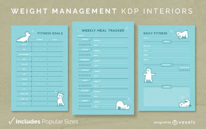 Weight Management Yoga Journal Template KDP Interior Design Vector Download
