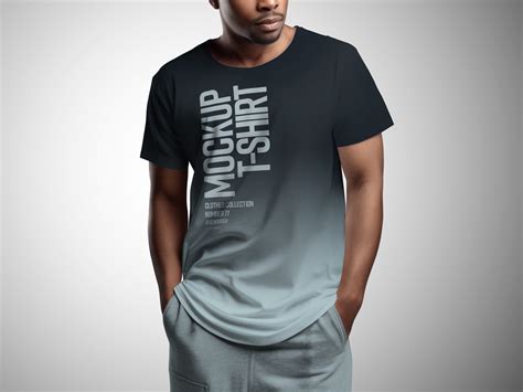 Black Man wearing T-Shirt Mockup - Mockup World