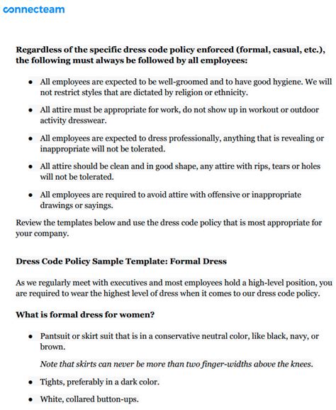 Dress Code Policy Template - Free PDF Download