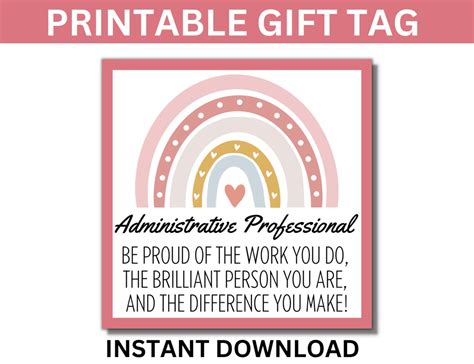 Administrative Professionals Printable Gift Tag, Administrative ...