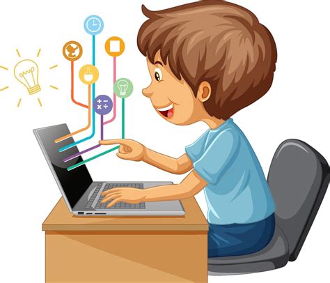 un niño usando una computadora portátil para el aprendizaje a distancia en línea 3252971 Vector ...