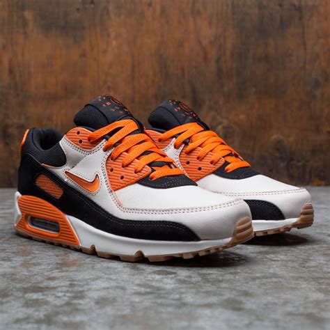 nike men air max 90 premium sail safety orange black gum med brown