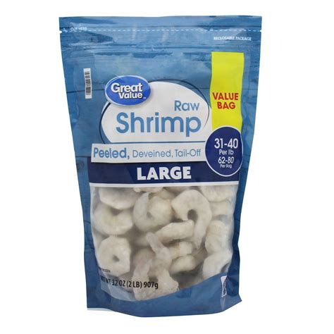 * Frozen Shrimp 31-40, Cooked, Peeled & Deveined, Tail-On, IQF 2 Pound Bag