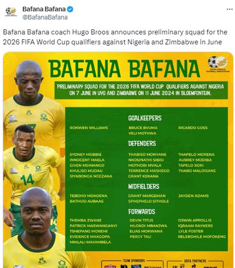 World Cup Qualifiers 2024 Bafana Bafana - June Sallee