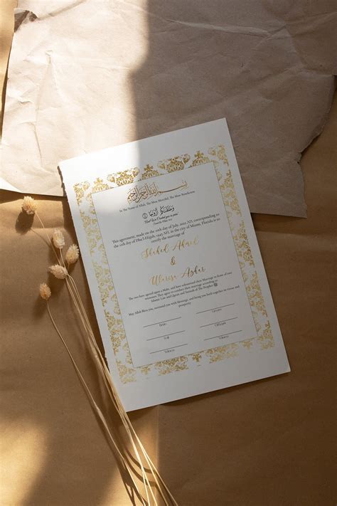 Nikah Contract. Gold Background. Damask. Muslim. Islamic Contract. - Etsy