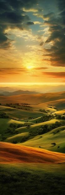 Premium AI Image | Sunset Rolling hills