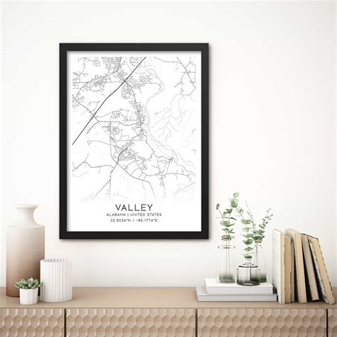 Valley Alabama Map Poster, Modern Home Decor Wall Art Print - Custom ...