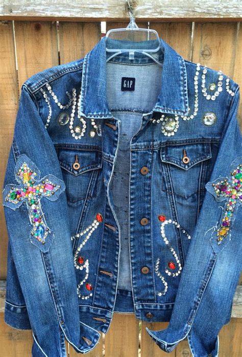 Studded Bedazzled Denim Jacket Size Meduim | Etsy | Jean jacket diy, Denim jacket, Jackets