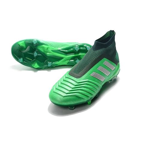 New adidas Predator 19+ FG Soccer Cleats Green Silver