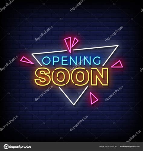 Opening Soon Neon Sign Brick Wall Background Vector Stock Vector by ©bohlam 672420738