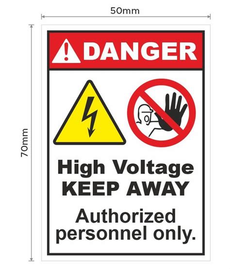 Vertical High Voltage Keep Away Authorized Personnel Only Sign (Pack of ...