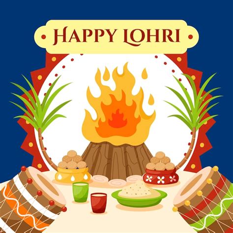 Premium Vector | Lohri celebration illustration