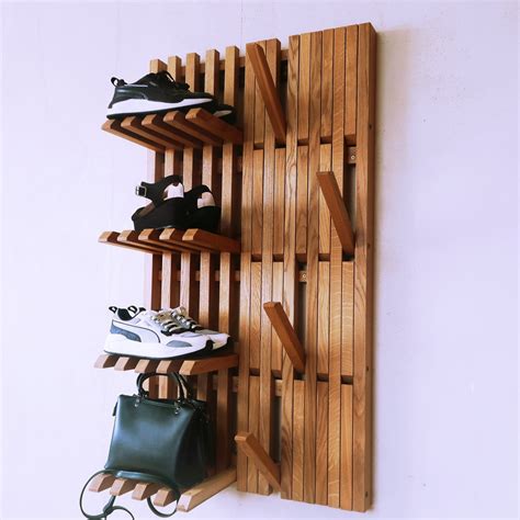 Wall Mounted Organizer for Shoes and Clothes. Coat Rack. Natural OAK - Etsy