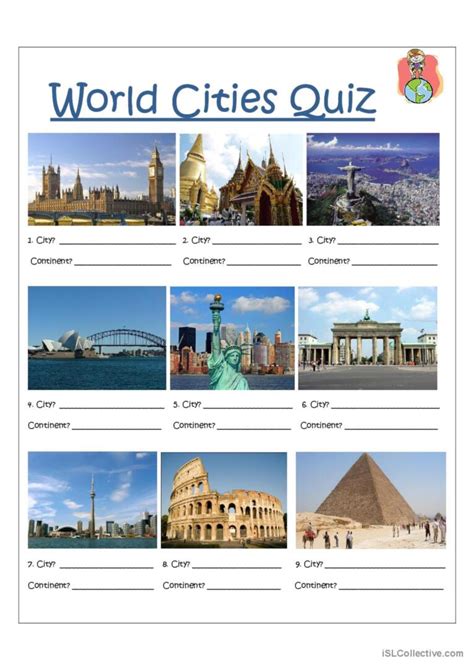 World Capitals Quiz pictur…: English ESL worksheets pdf & doc