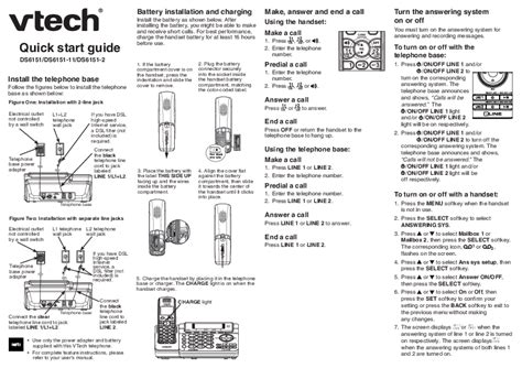 VTech DS6151 Cordless Phone Quick Start Guide for Easy Installation and Battery Charging