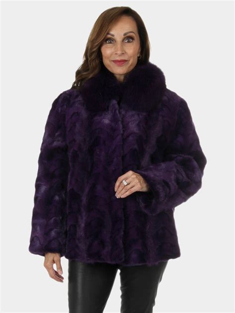 Women's Purple Sectioned Mink Fur Jacket | Day Furs