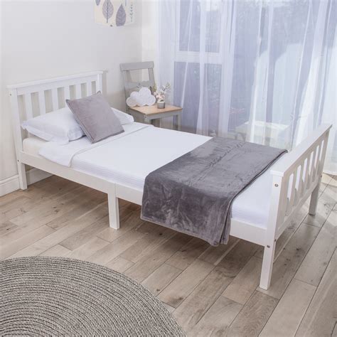 Solid Wood Single Bed Frame In White - Home Treats UK