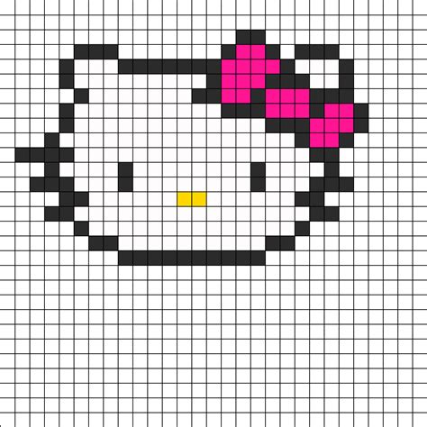 Hello Kitty Head Perler Bead Pattern | Bead Sprites | Characters Fuse Bead Patterns