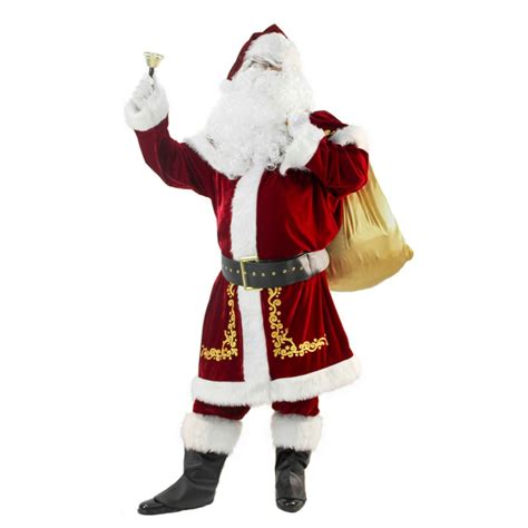 Buy Christmas Santa Clause Costume for Men 12pcs Set Deluxe Velvet ...