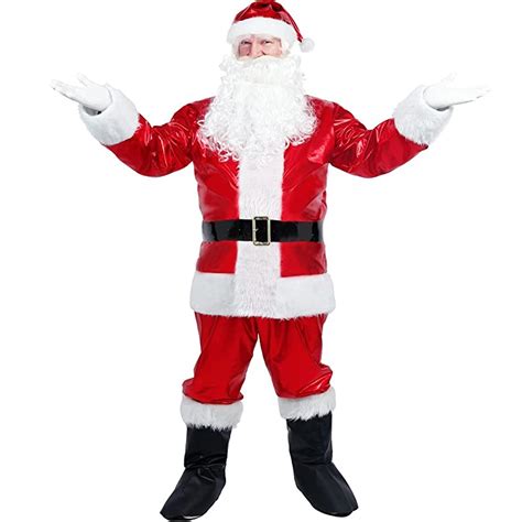 Adult 7pcs Christmas Santa Claus Costume Deluxe Outfit For Xmas Holiday ...