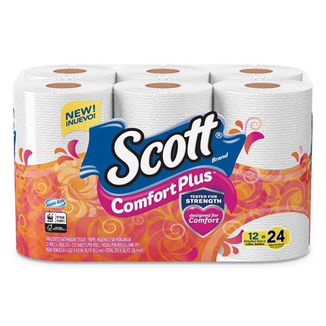 Scott Comfortplus Toilet Paper, Double Roll, Bath Tissue, Septic Safe, 1-Ply, White, 231 Sheets ...