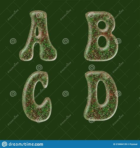 Green and Red Glitter Capital Letter Alphabet - Letters a-D Stock Illustration - Illustration of ...