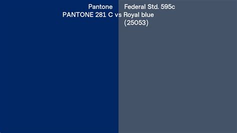 Pantone 281 C vs Federal Std. 595c Royal blue (25053) side by side comparison