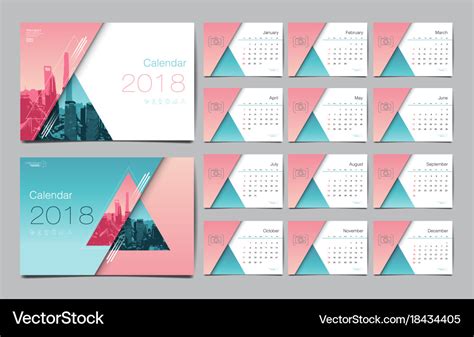 Calendar template for 2018 year design layout Vector Image