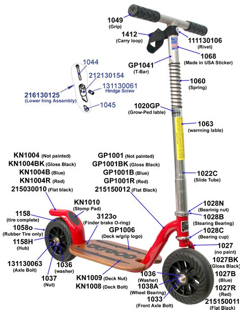 Parts - Push Scooter parts - Grow Ped - www.goped.com