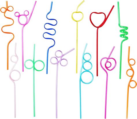 Amazon.com: Crazy Straws,24 Pcs Silly Straws for Kids &Adults,Reusable Plastic Loop Curly Crazy ...