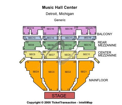 Music Hall Seating Map