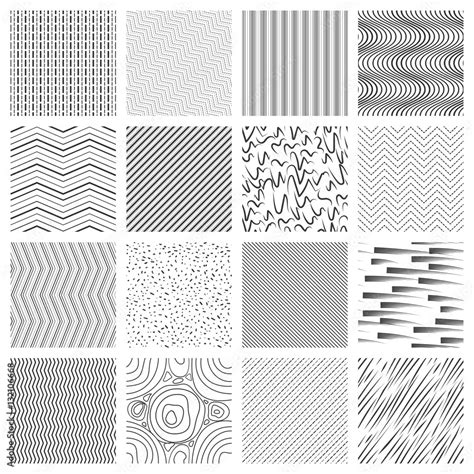 Thin line pattern set. Crossing and slanted, wavy striped lines patterns Stock Vector | Adobe Stock