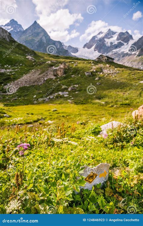 Mont-Blanc Glacier in Green Mountain Landscape with Oratory and Stock ...