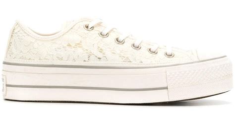 Baskets en dentelle à semelle plateforme Converse en coloris Blanc | Lyst