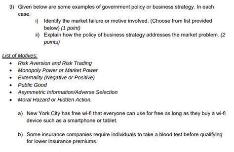 Solved 3) Given below are some examples of government policy | Chegg.com