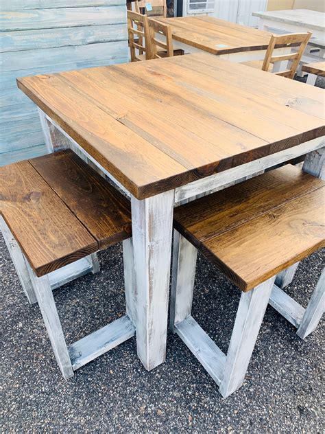 Counter Height Rustic Farmhouse Table with Stools High Top | Etsy