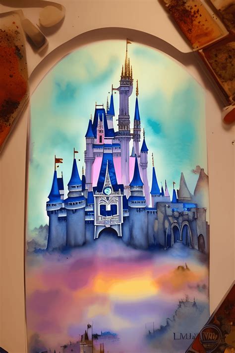 Fantasy Watercolor Illystration of Disney Castle at Magic Kingdom ...