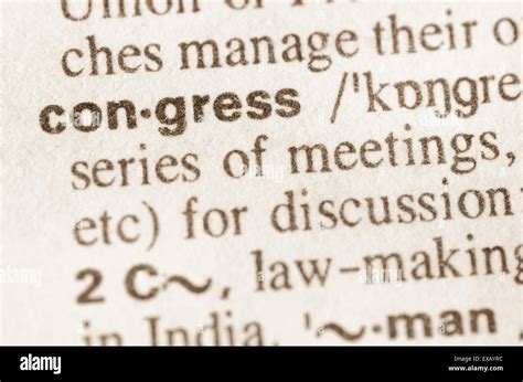 Definition of word congress in dictionary Stock Photo - Alamy