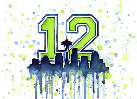 Seattle Seahawks 12th Man Art Greeting Card for Sale by Olga Shvartsur