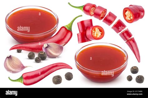 Chilli sauce ingredients isolated on white background Stock Photo - Alamy