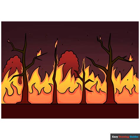 How to Draw a Forest Fire - Really Easy Drawing Tutorial