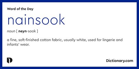 Word of the Day - nainsook | Dictionary.com