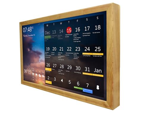 Digital Calendar 32 Inch in Wooden Frame, Home Planner, Family Command ...