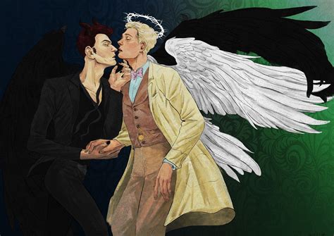 Aziraphale and Crowley | Good Omens #goodomens #art | Good omens book ...