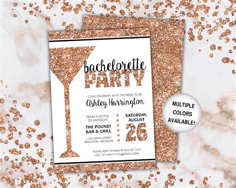 Bachelorette Party Invite Rose Gold Glitter Bachelorette - Etsy ...