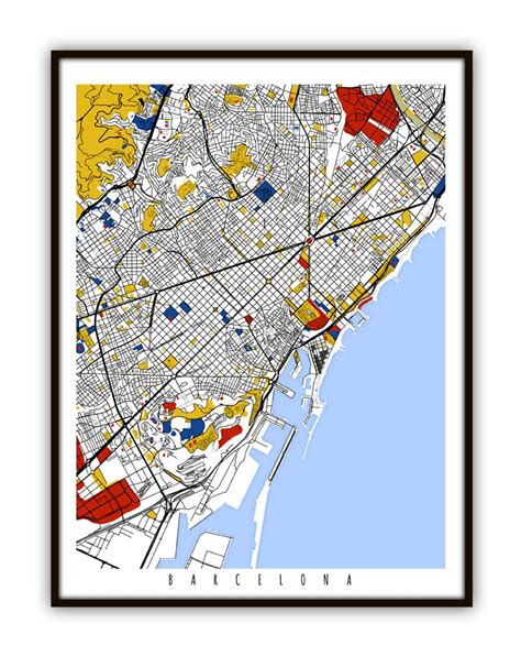 Barcelona Map Art / Barcelona, Spain Wall Art / Print / Poster / Modern ...