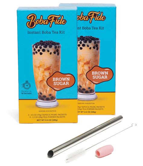 BOBA FIDE Instant Boba Bubble Milk Tea Kit - Chewy Honey Boba + Black ...