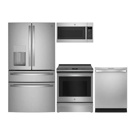 Shop GE Profile French Door Refrigerator & Electric Range Suite in Fingerprint-Resistant ...