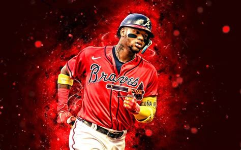 Ronald Acuna Jr, 4k, red neon lights, Atlanta Braves, MLB, El De La ...