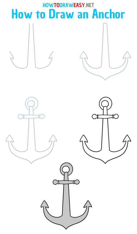 How to Draw an Anchor Step by Step | Anchor drawings, Easy doodles drawings, Easy drawings